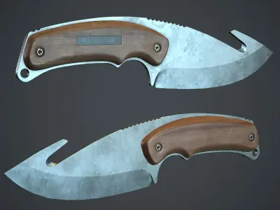 Steel Gut Knife PBR Game Ready Low-poly 3D model