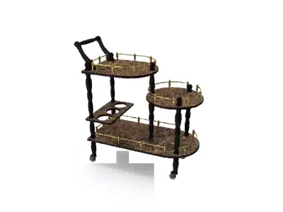 Grasso Wood Bar Cart 3D model