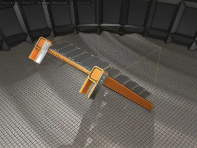 Sci-Fi Stairs - 14 - Orange Version Low-poly 3D model