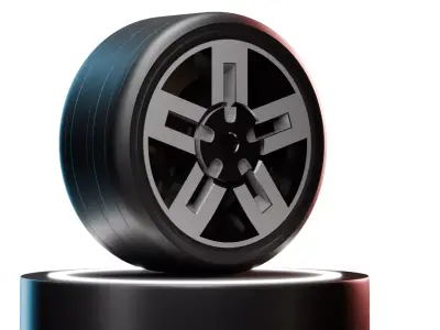 Sci-Fi Car wheel 3d model optimized low poly Low-poly 3D model