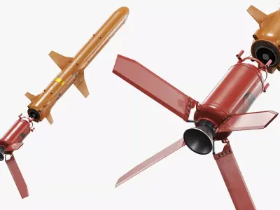 Training Target Missile with Foldable Fins 3D model
