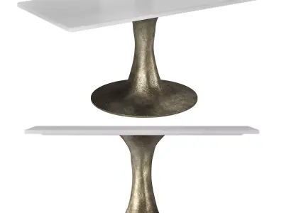 Pool White Marble Silver Pedestal Console Table 3D model