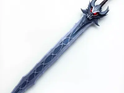 Sharp Steel Demon Eye Longsword 3D Model Low-poly 3D model