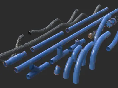 Modular Pipes - Water Treatment Low-poly 3D model