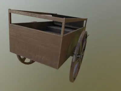 Old Horse Wagon Carriage Horse-Drawn Cart PBR GameReady Low-Poly Low-poly 3D model