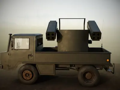 truck military with two guns Free low-poly 3D model