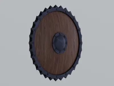 Medieval round wooden shield Low-poly 3D model buy