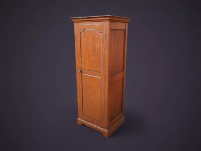 Vintage Wooden Wardrobe Low-poly 3D model buy