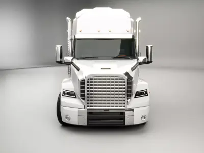 Generic Semi Truck with Flatbed Trailer 3D model