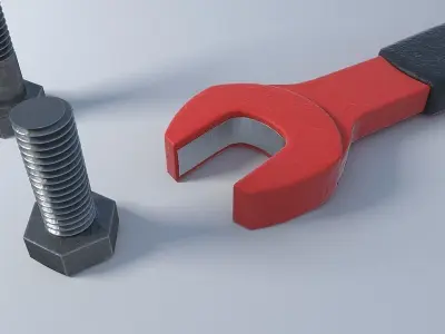 Wrench nut and bolts 3D model