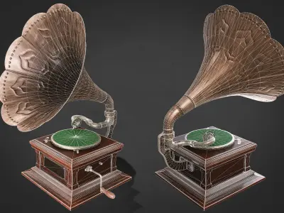 Gramophone old Low-poly 3D model purchase