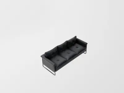Modern Industrial Black 3 Seater Sofa Stylish Tufted Couch  Low-poly 3D model