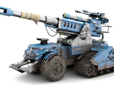 Futuristic Military Vehicle Low-poly 3D model