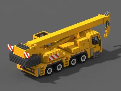 Voxel Crane Truck Low-poly 3D model