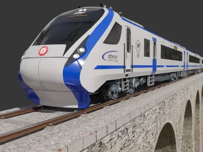 Vande Bharat Train Express Low-poly 3D model