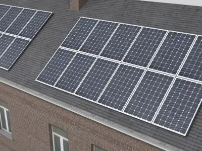 Solar installation building 2 Low-poly 3D model