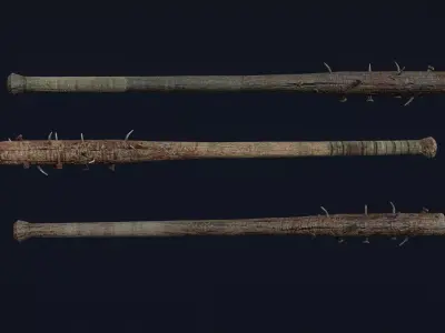 Nail Bat Low-poly 3D model