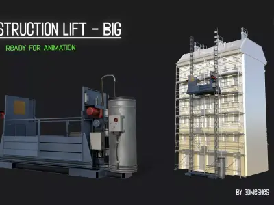 Construction Lift - Big Version Low-poly 3D model