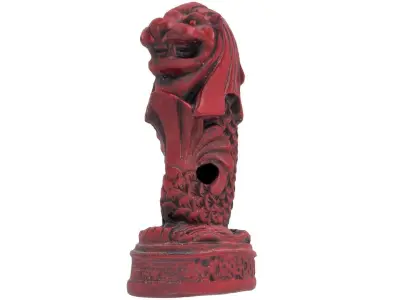Merlion Figurine - High and Low Poly versions Low-poly 3D model