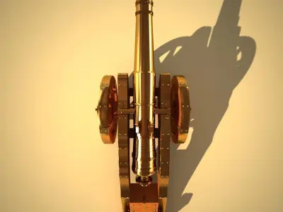 Cannon Miniature Low-poly 3D model