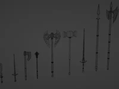Medieval Weapon Pack - LowPoly - 4K-2K Texture Low-poly 3D model