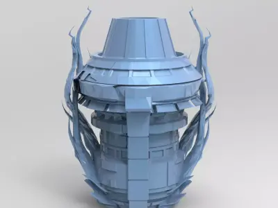 Elven sci fi Dark watchtower  Low-poly 3D model