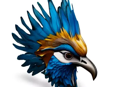 Stylized Bird Head 3D Model Low-poly 3D model