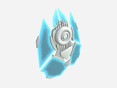 SciFi Shield A02 White Blue - Sci Fi Weapon Design Low-poly 3D model
