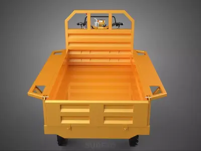 TANDEM AXLE TRAILER TRACTOR CART CARGO LOAD BED TROLLEY CAR DUMP 3D model