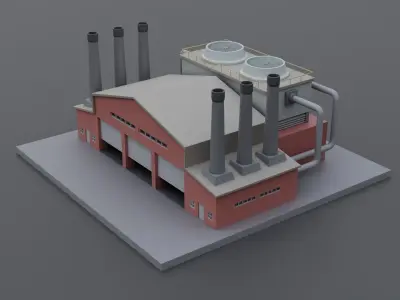 Isometric Factory 1 Low-poly 3D model