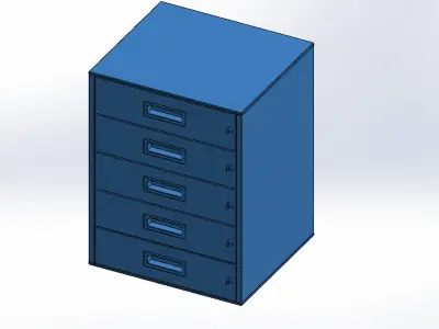 Metal drawer or cabinet or pedestal 5 Drawer H725 x W558 x D500 3D model