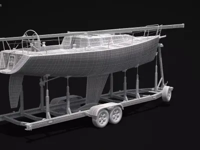 Sailboat and Trailer 3D model