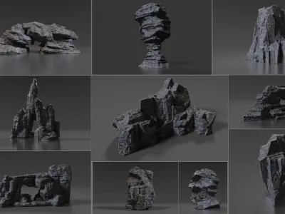 Cliff Rock Collection 3D model