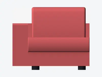 Seat - Sofa - Simplicity - Comfort - Chaise - One Arm Low-poly 3D model