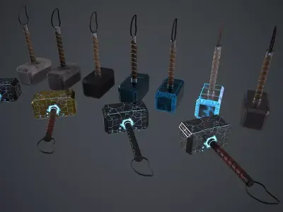 Mjolnir Thor Hammer 3D model Marvel Comics Avengers Low-poly 3D model