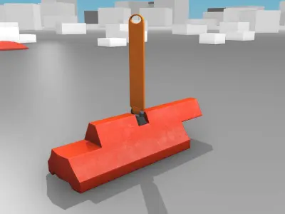 White and Red Road Traffic Barrier - Part 20 - Low-poly 3D model