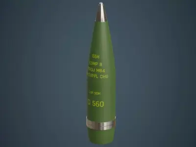 Artillery Projectile 1A Low-poly 3D model