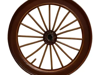 Rusty Metal Wagon Wheel 3D model