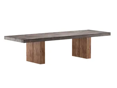 SOLANO CONCRETE TEAK RECTANGULAR DINING TABLE 3D model