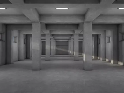 Empty Warehouse Low-poly 3D model