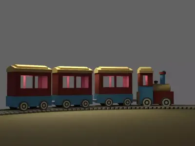 Stylized Toy Train Low-poly 3D model