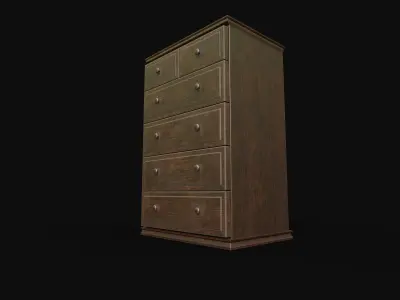 antique wooden drawers Low-poly 3D model
