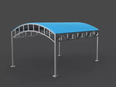 steel frame carport 05 3D model