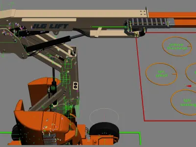 JLG E300AJP Articulating Boom Lift Rigged 3D model