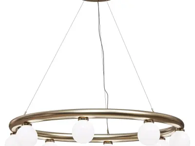 Orb pendant satin brass opal glass shade 3D model