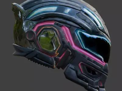 Cyber-Industrial Pilot Helmet 3D Model Low-poly 3D model purchase