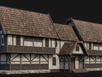 225-226-227-228 Old Medieval Houses Pack 4K Textures Low-poly 3D model