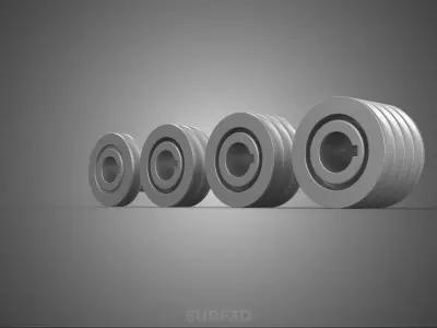 MULTIPLE SIZE GROOVED PULLEY SHEAVE TRACK WHEEL DRIVE GEAR VBELT 3D model