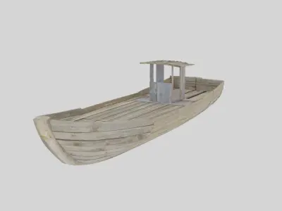 Wooden Row-boat 3D model
