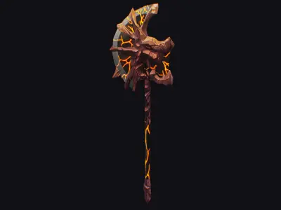 Axe Twohanded Large Weapon Cutting Fantasy Melee Hatchet Low-poly 3D model purchase
